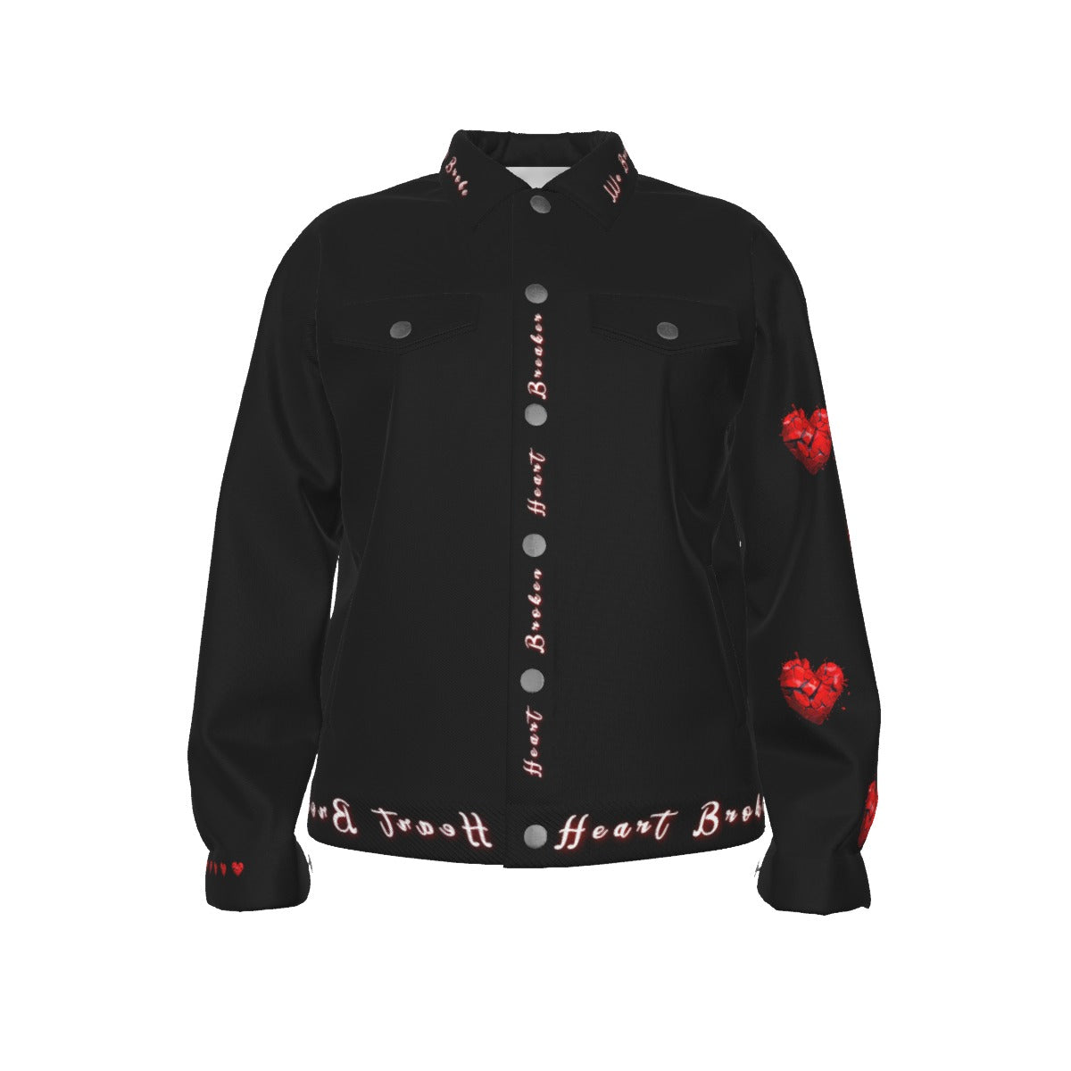 Black Heart Broken Heart Breaker Lapel Jacket (Unisex)