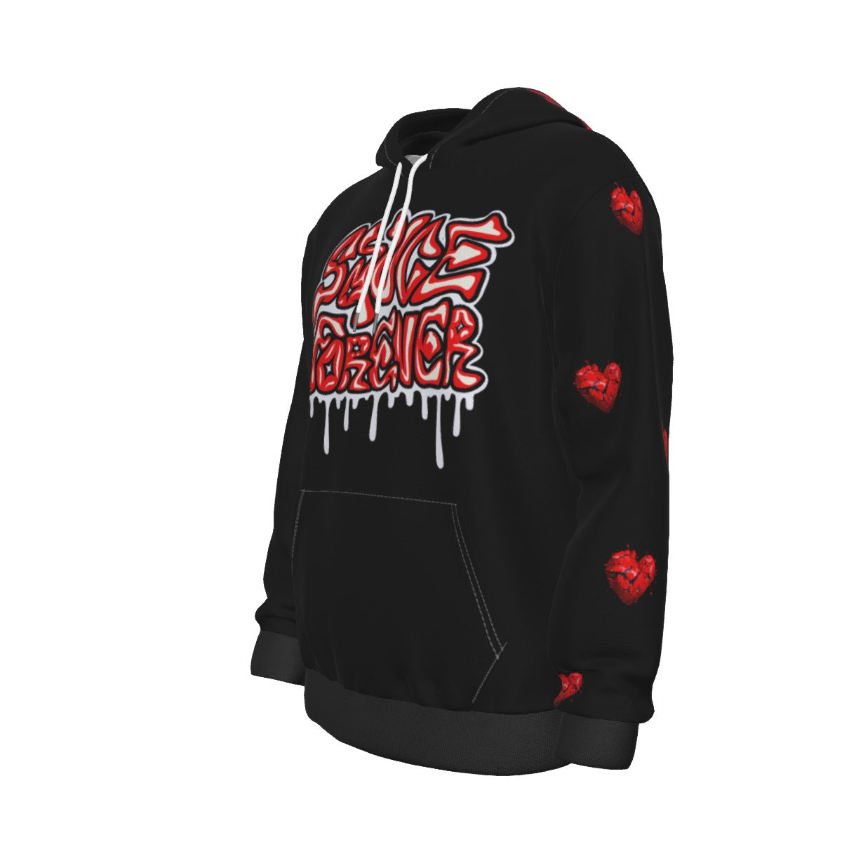 Black Heart Broken, Heart Breaker Men's Thicken Pullover Hoodie