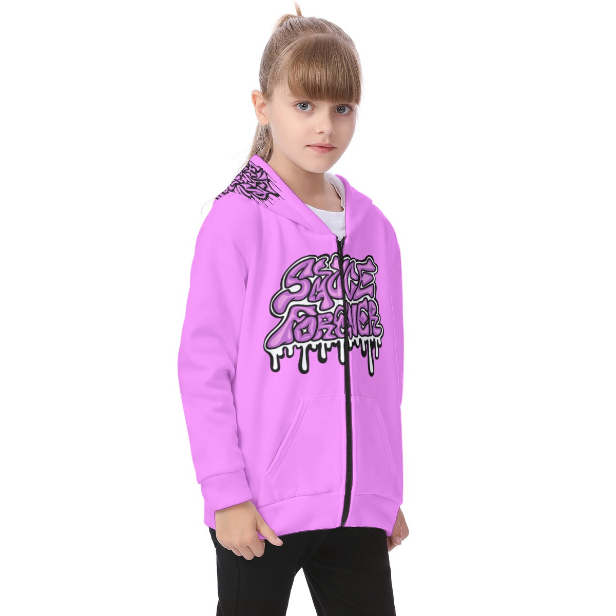 Kid's Pink Heavy Fleece Zip Up Hoodie