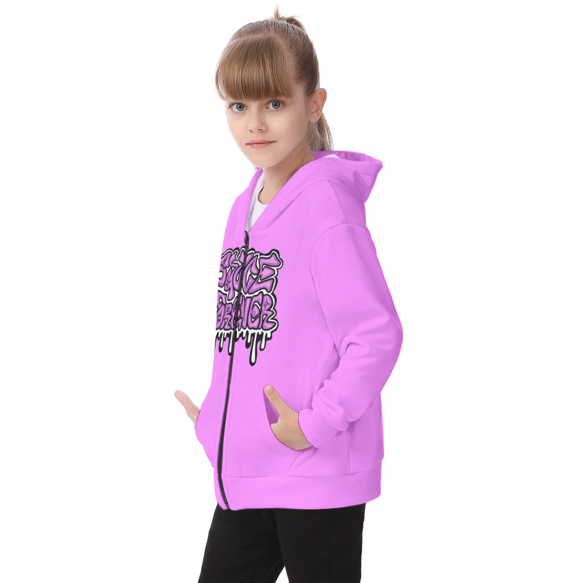 Kid's Pink Heavy Fleece Zip Up Hoodie