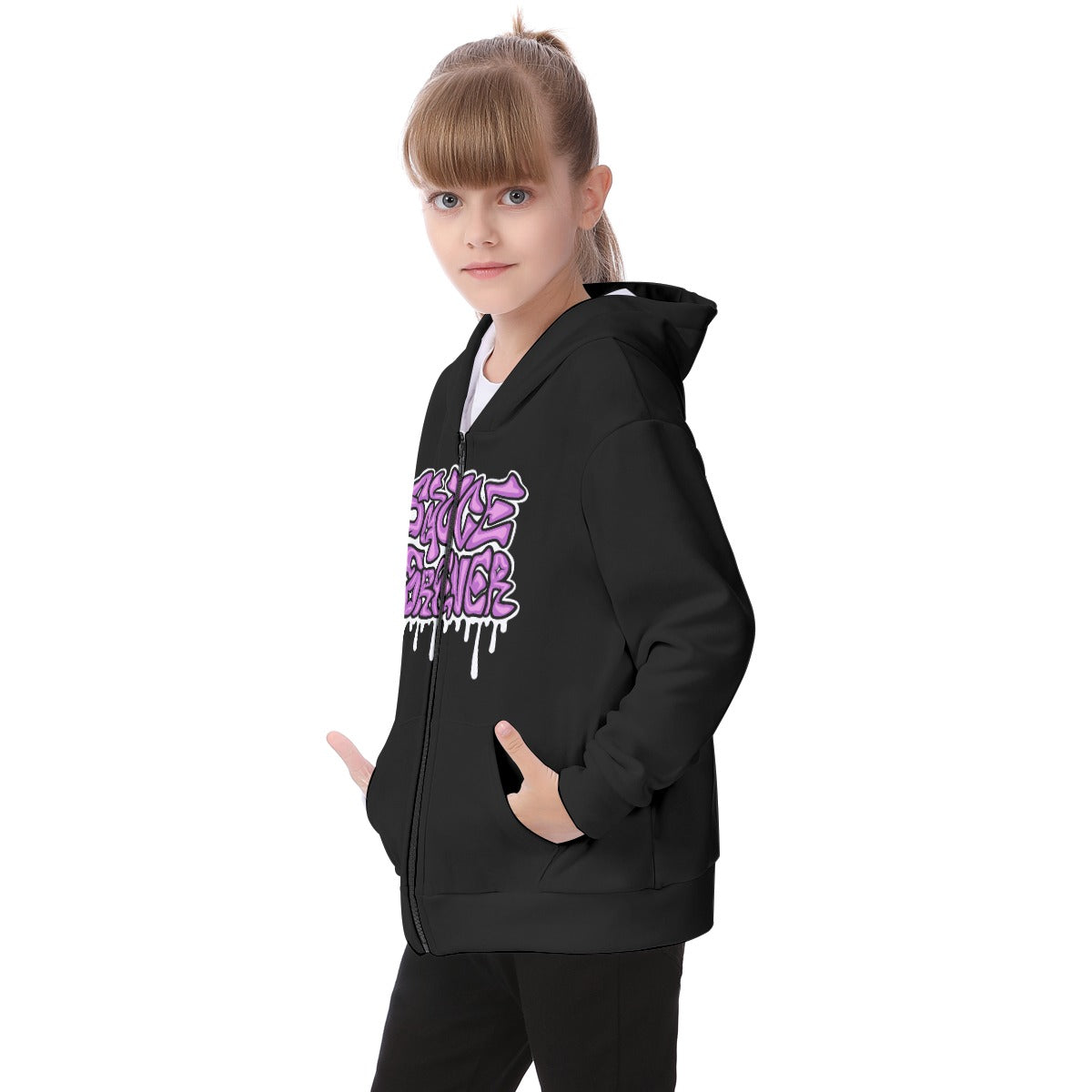 Kid's Black Zip Up Hoodie (Heavy Fleece)